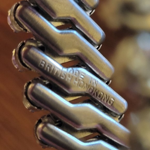 Silver Tone Expansion Bracelet Three Rows of White Crystal Accents Vintage 6" - Picture 8 of 8